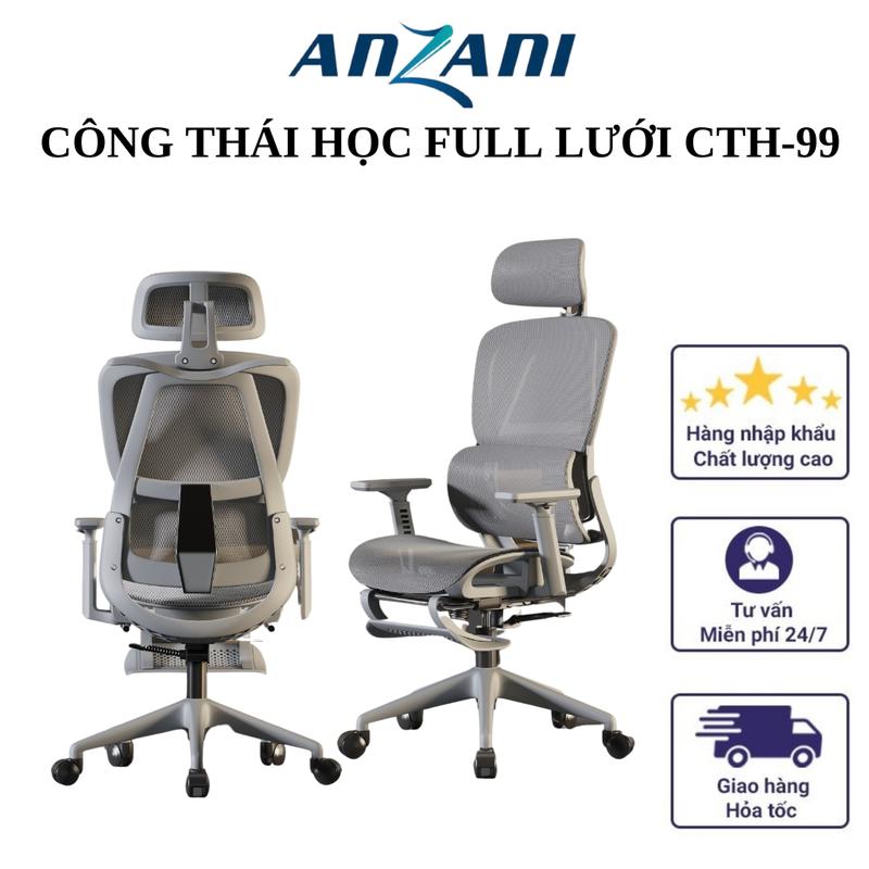 Ghế tựa lưng chỉnh dáng ngồi công thái học full lưới CTH 99 Anzani, ghế công thái học chỉnh dáng CTH 27, 2 mẫu ghế quốc dân ngả thành giường giá tốt nhà Anzani, ngồi thích giá rẻ nhựa bền ghế công