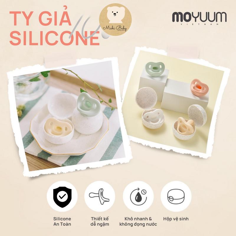 Ti Giả Moyuum Silicon Nguyên Khối, Silicon Mềm Cho Bé Tặng Kèm Hộp Đựng Cho Bé- Michi Baby MC616