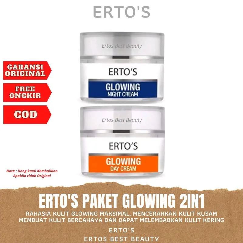 Ertos Glowing Paket Pemutih  Mencerahkan  Wajah Glowing BPOM -  Glowing Day & Night