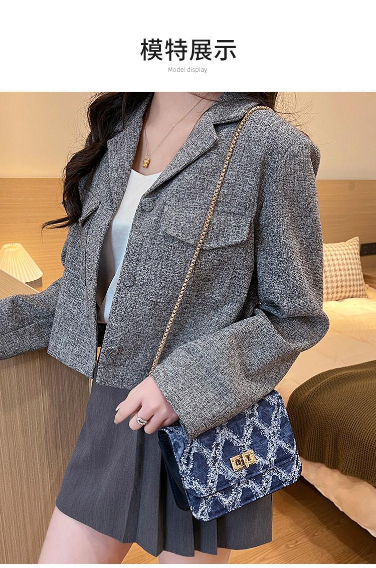 Product Introduction of 2024 New Fashion Women's Bag Trendy Denim Small Square Bag Single Shoulder Crossbody Chain Lock Buckle Ladies Bag 7