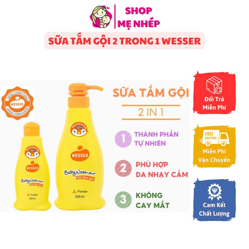 Sữa tắm gội Wesser 2 trong 1 hương hổ phách xạ hương 500ml Màu hồng