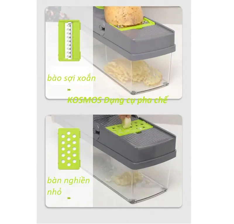 Bộ Dụng Cụ Bào/Cắt Thạch, Rau Củ, Trái Cây Kèm Lưỡi Nạo Đa Năng (14 chi tiết) 4