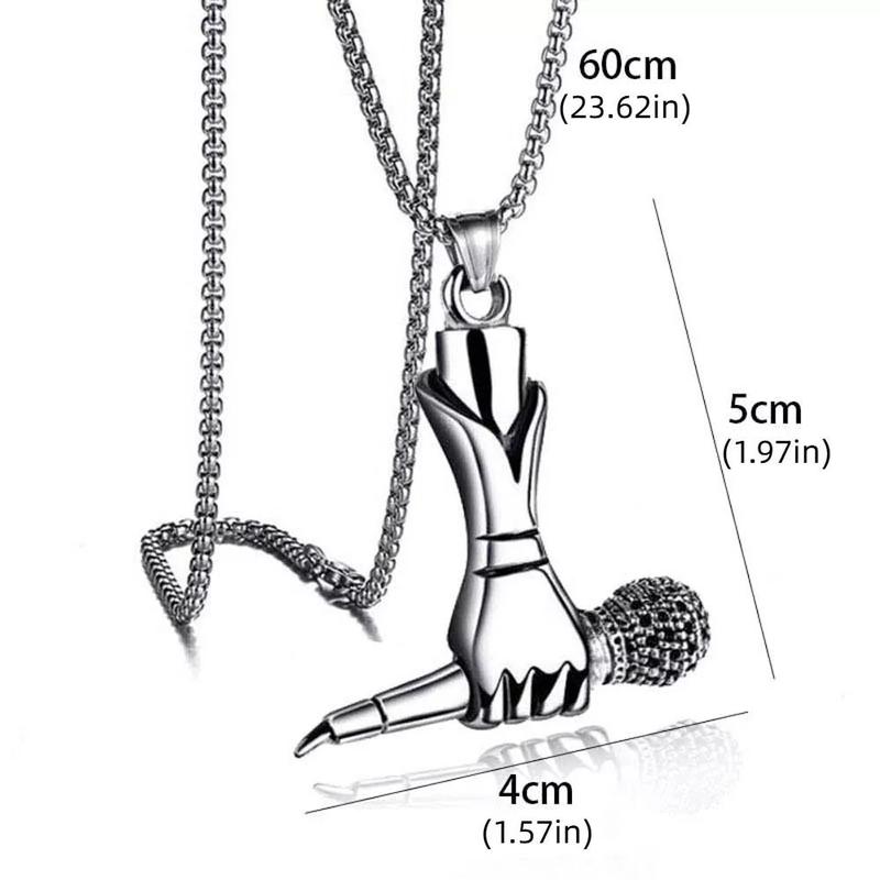 Product Introduction of New Titanium Steel Microphone Necklace Waterproof Pendant Necklace Hip Hop Necklace Men Women 9