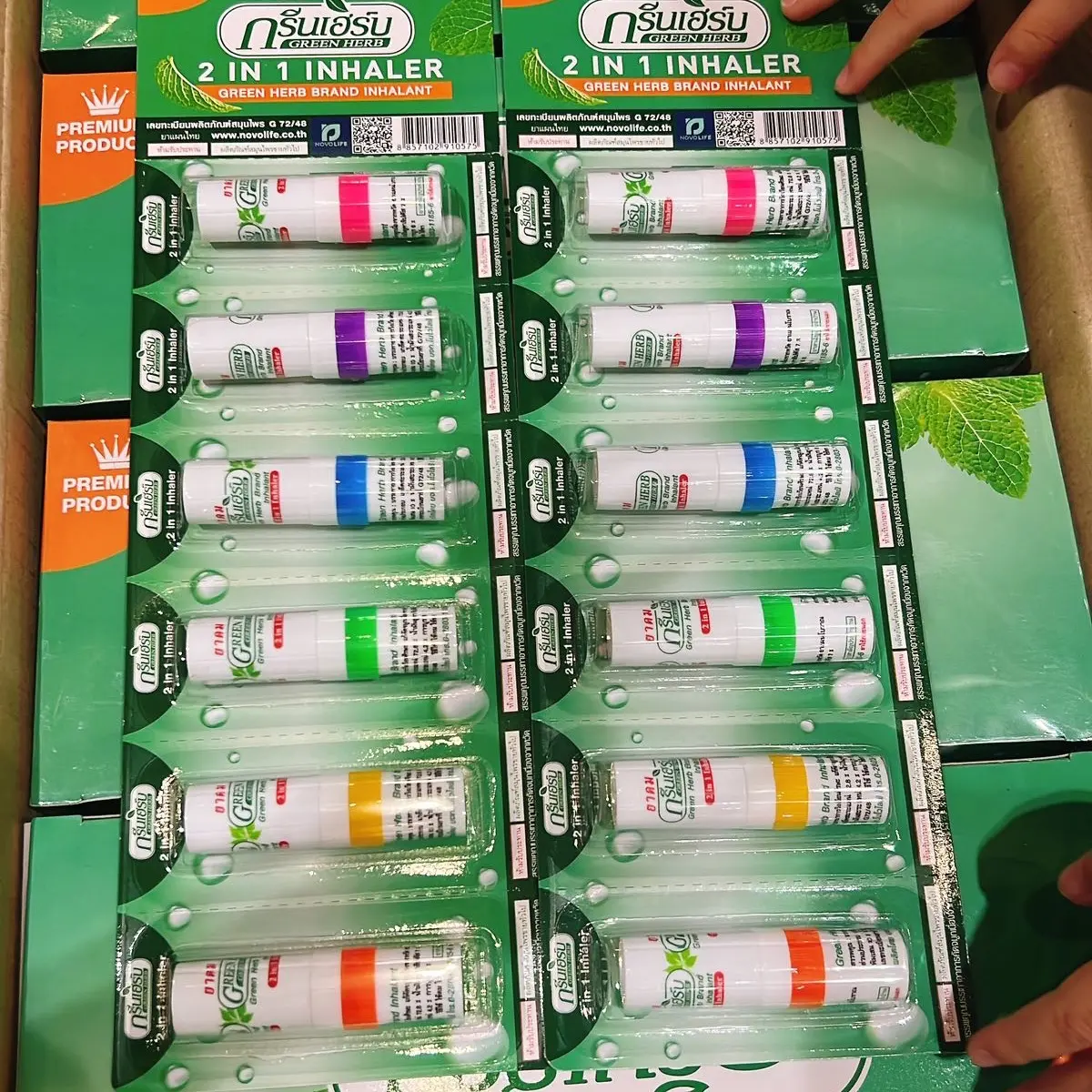 ￼Combo 6 Ống hít  mũi Green Herb Thái Lan, Thông Mũi, Giảm Nghẹt Mũi, Sảng Khoái, Thoải Mái Tinh Thần