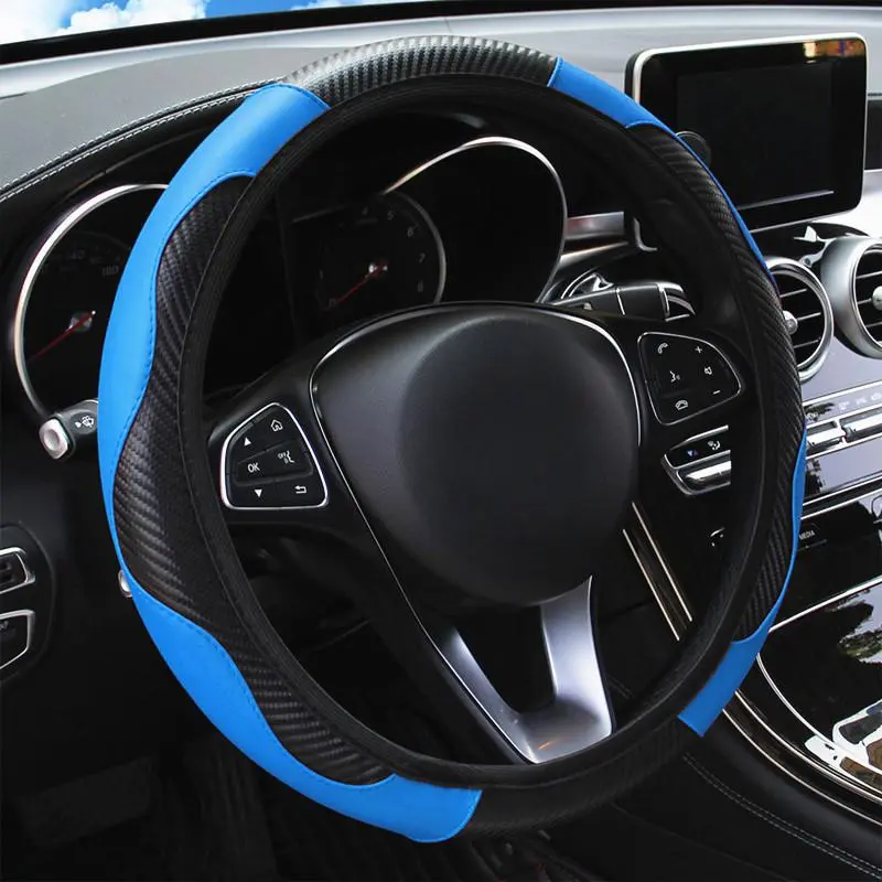 Car Steering Wheel Cover, Non-slip PU Leather Steering Wheel Protector, Universal Car Steering Wheel Cover for Men & Women, Car Decorative Accessories