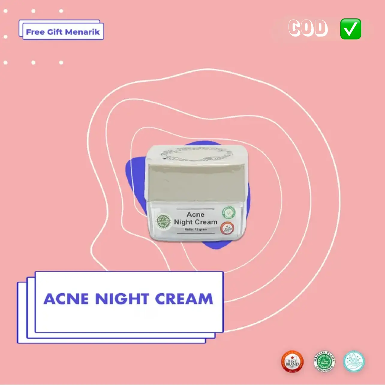 Acne Night Cream Merawat Wajah Berjerawat dan Oily
