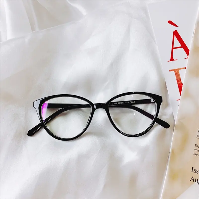 BISA COD F5538 Kacamata Anti Radiasi  / Kacamata Wanita Gaya / Kacamata Anti UV Hitam Lensa Plastik Putih Eyewear Glasses 2