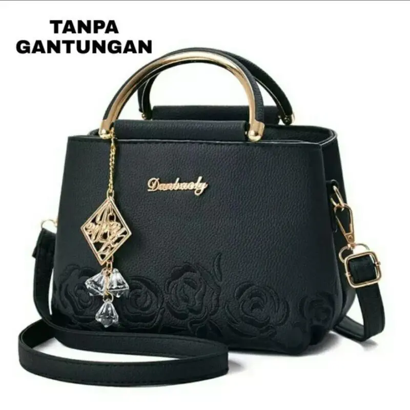 Tas Selempang Wanita Kondangan Pesta Motif Bunga Mawar / Tas Kerja pengajian Retro Kasual Kulit PU