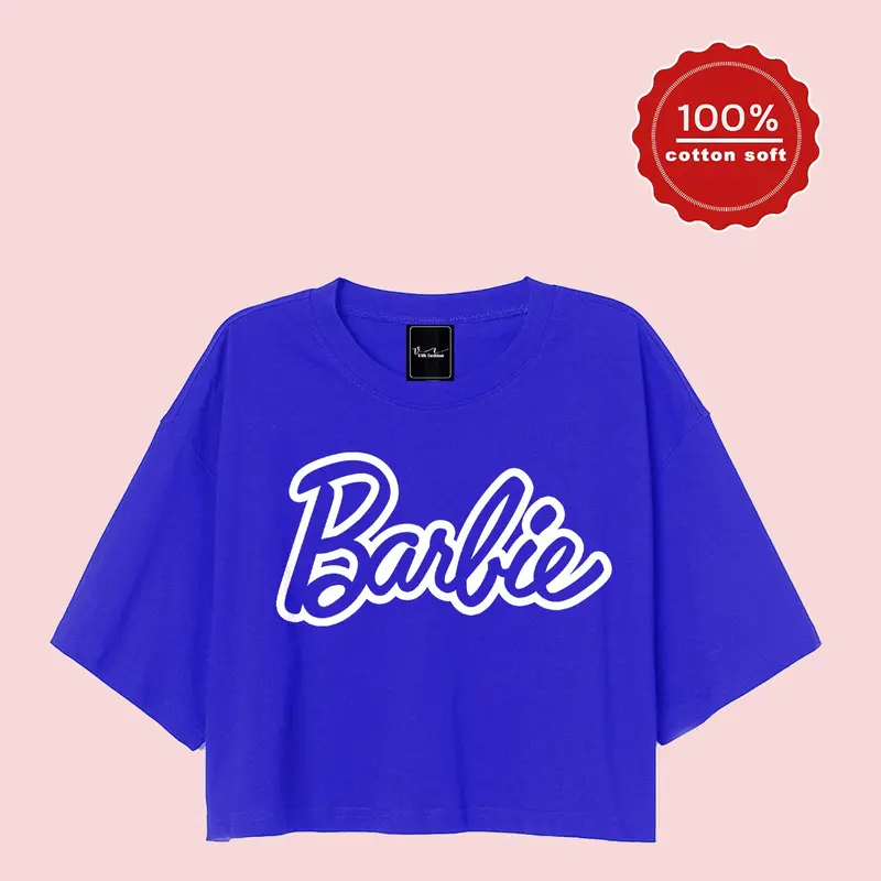 kaos croptop oversize barbie basic font 7