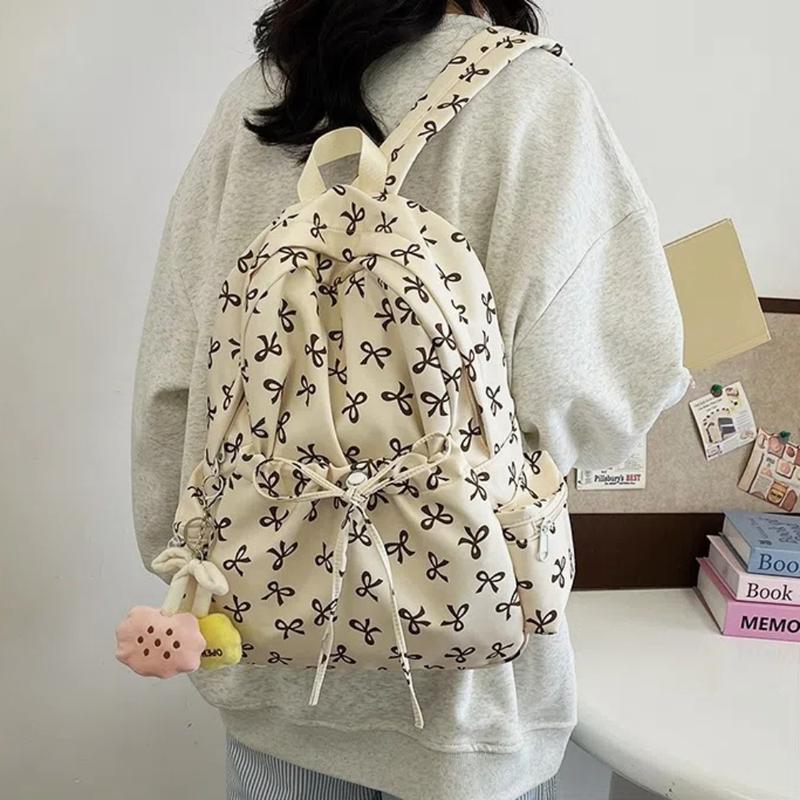 Ba Lô In Hình Nơ, Thiết Kế Thắt Nơ Ngọt Ngào Dung Tích Lớn, Làm Bằng Nylon, Thích Hợp Cho Học Sinh Hàng Ngày, Ba Lô 7