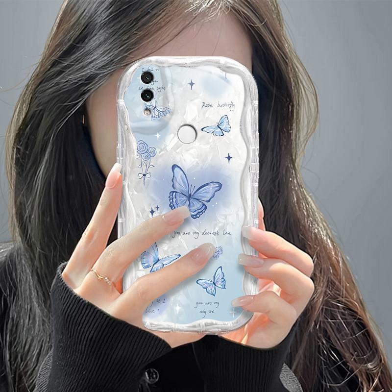 Casing hp RedmiNote7/Note7PRO/Note7S  Kupu-kupu lucu transparan gelombang soft shell wanita mewah ringan kelas atas all-inclusive anti-fall case 1