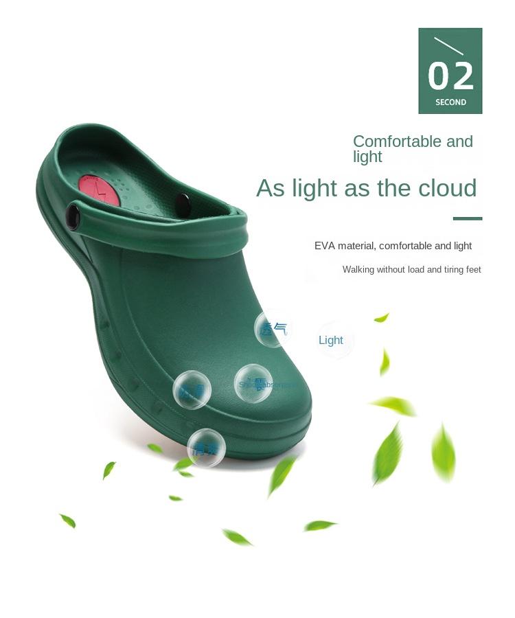 Product Introduction of Giày Đầu Bếp, Dành Cho Nam Và Nữ, Chất Liệu EVA, Dép Siêu Nhẹ, Thích Hợp Cho Bác Sĩ Và Y Tá, Giày Phẫu Thuật, Guốc Thông Gió Chống Trượt, Chống Thấm Nước Và Chống Dầu, Giày Đi Làm Đế Bằng Sandal 13
