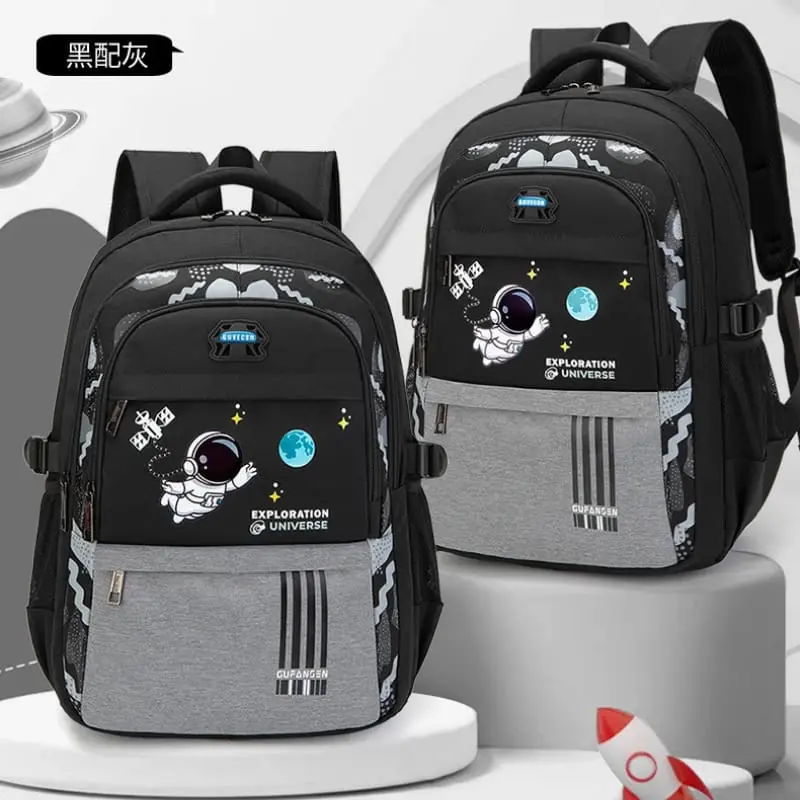 Tas Sekolah Anak-anak untuk Laki-laki Tahan Air Motif Astronot Kapasitas Besar Ransel Ortopedi Sekolah Dasar 1