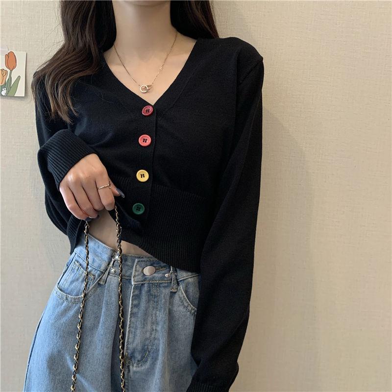 Product Introduction of Áo Thun Dài Tay Cho Nữ, Áo Ngắn Cạp Cao, Cổ Chữ V, Sang Trọng, Hàng Dệt Kim, Mùa Xuân Và Mùa Thu Top 15