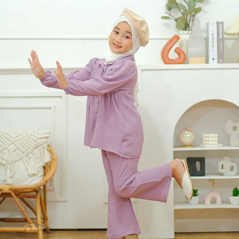Set Zaina Set Anak Rayon Airflow Neeca Kiddos Size 6 8 10 12 14 Tahun Setelan  Baju  Muslim  Crinkle 1