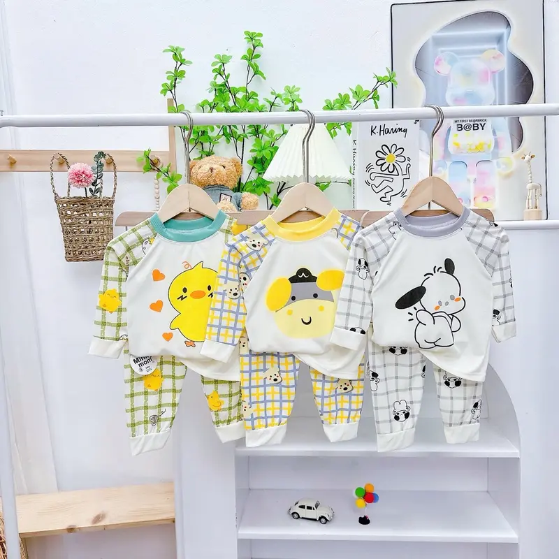 Bộ dài tay thun tăm mềm mịn (6-16kg), mỏng mát in hình dễ thương cho bé trai bé gái (chọn mẫu) 4
