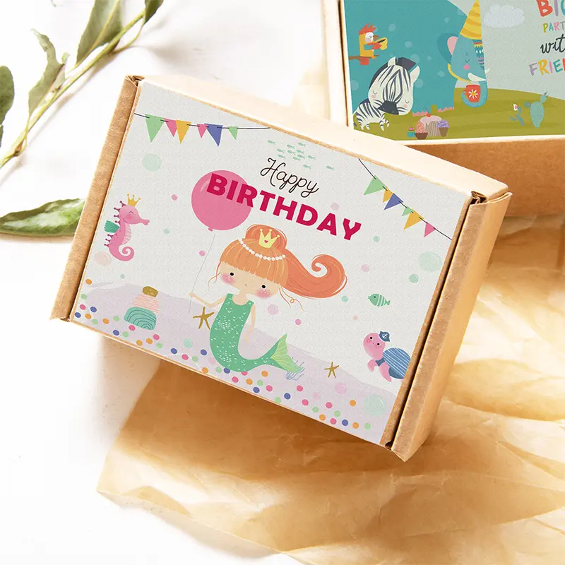[HCM] Hộp đựng quà vintage kraft nắp gài trang trí sinh nhật, chúc mừng họa tiết cho bé gái | Nắng Decor 1