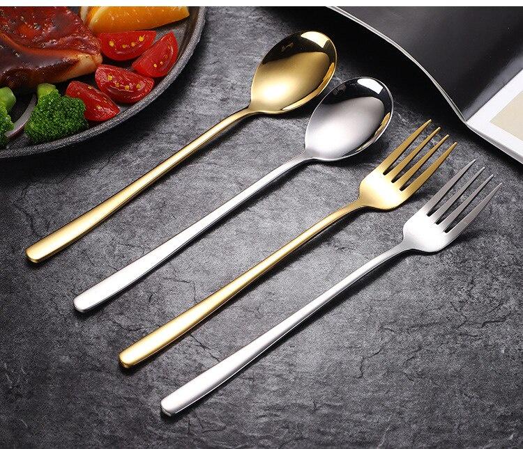 Product Introduction of 304 stainless steel cutlery set gold color dishwasher safe steak coffee tea 14