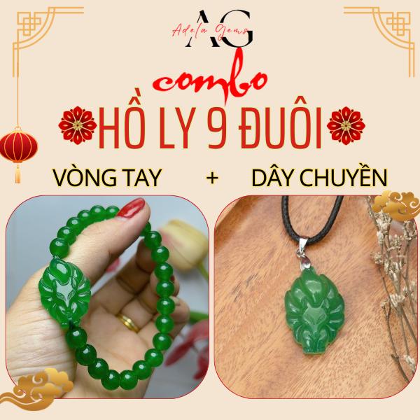 Combo Vòng Tay Lắc Tay Dây Chuyền Vòng Cổ Nữ Đá Phong Thủy Hồ Ly Chúa  Tặng Kèm Hộp Gấm 0