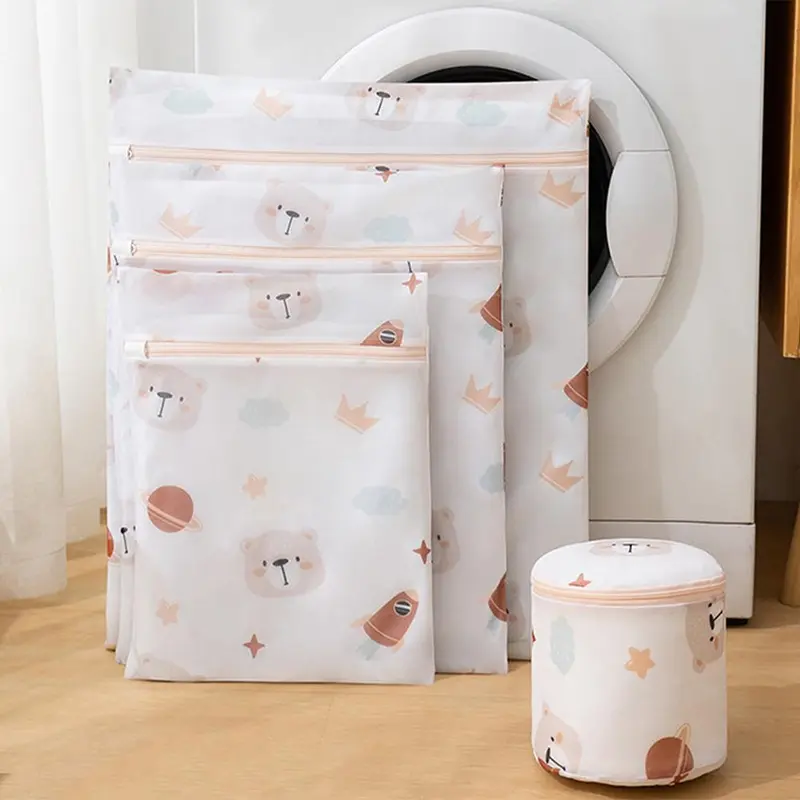 Mixed Size Mesh Laundry Bag, 3 Counts/set Cute Bear Pattern Washing Bag, Laundry Tools & Accessories for Home & Travel 6