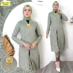 SETALAN BAJU KEBAYA MODEREN LENGAN PANJAG BISA COD Brokat Kain Panjang Silk Dress Wanita