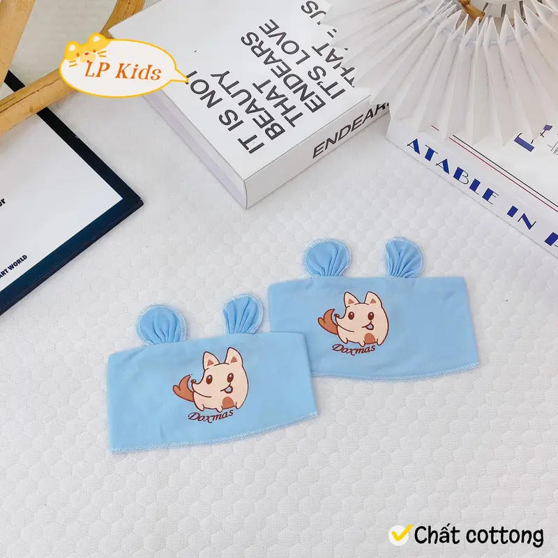 Combo 3/5 Che Thóp Cho Bé Sơ Sinh Cotton Tai Thỏ Họa Tiết Dễ Thương CT01 1