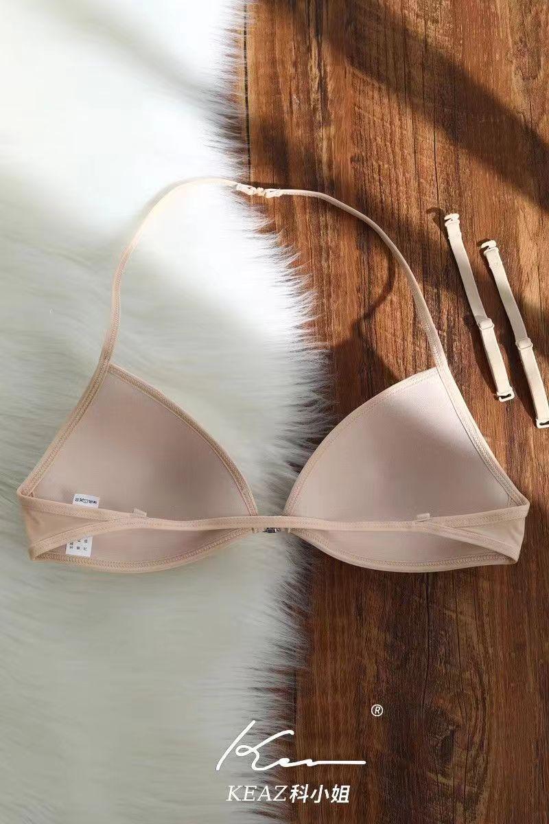 Product Introduction of Đồ lót cốc tam giác mới Áo ngực có nút phía trước vô hình Mùa hè mỏng thu nhỏ ngực Nữ Bra Nữ Bra Women Màu Đen bodolot  nuqb áo  nâng chỉ giặt tay 【 xám xanh lá 】 3