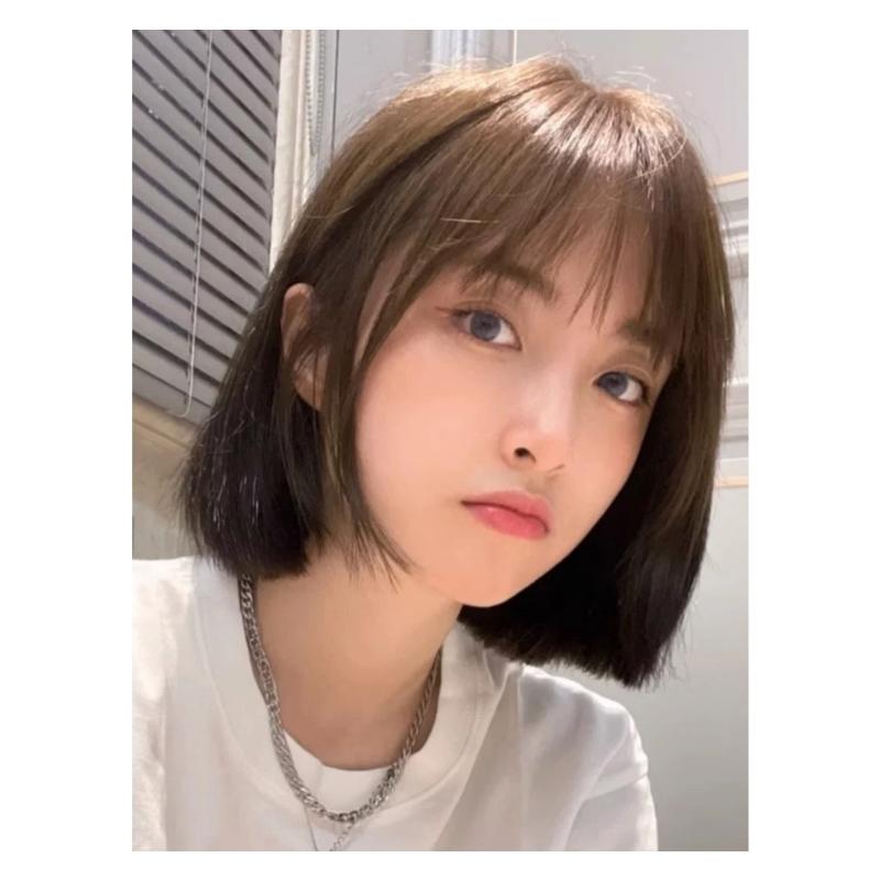 Short-haired Women In Wigs, Summer Natural Full-headed Hood Style Internet Celebrity Round Face Bob Head Bald Daily Simulation Hair Wig Head 3