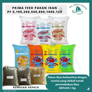 REPACK 1KG Pakan Ikan PRIMA FEED PF 1000, PF 800, PF 500 by MS untuk Ikan Nila,Gurami,Lele,Patin,Bandeng,dsb PRIMA FEED PF 1000, PF 800, PF 500 by MS SATU KILO