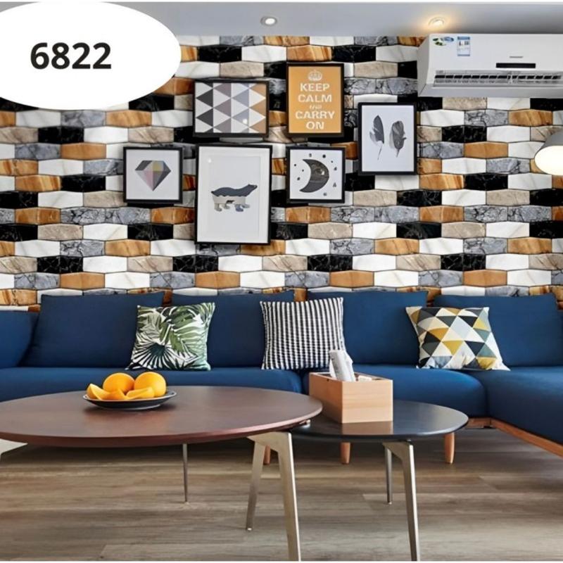 Wallpaper Dinding Marmer Lis Kuning Dasar Putih  9 s/d 10meter X 45cm 7