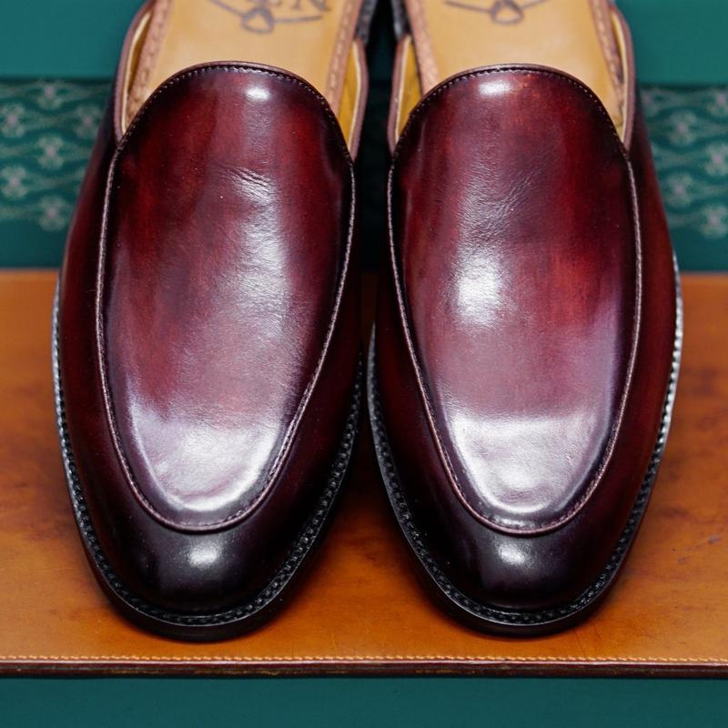 Sục nam trơn màu nâu đỏ shoes đế gỗ phíp cao cấp da bò bh 24 tháng Nhung DéP Đế Bằng Jean