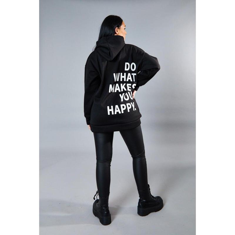 Black Oversized Printed Back Hoodie - Asahi 3