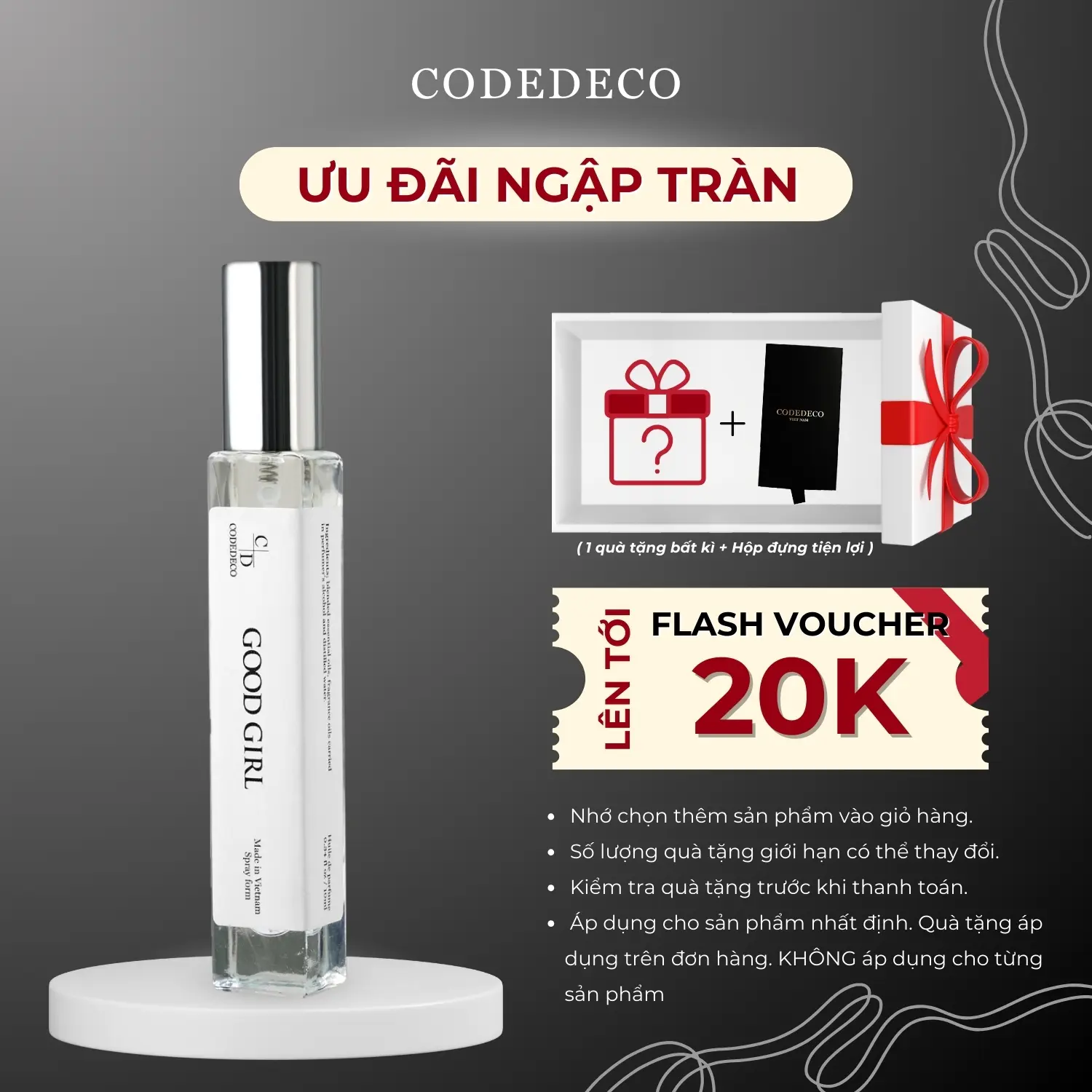 Tinh dầu nước hoa nữ CODEDECO Good Girl 10ml dạng xịt Perfume Cosmetic