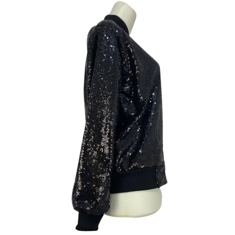 jacket bomber wanita full payet exclusive Jaket Outer Hitam 1