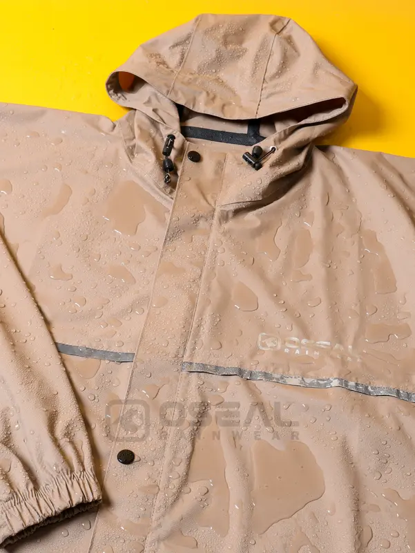 Jas Hujan OSEAL Full Seal Raincoat Mantel Pria Wanita Dewasa Shine Series Cream 8