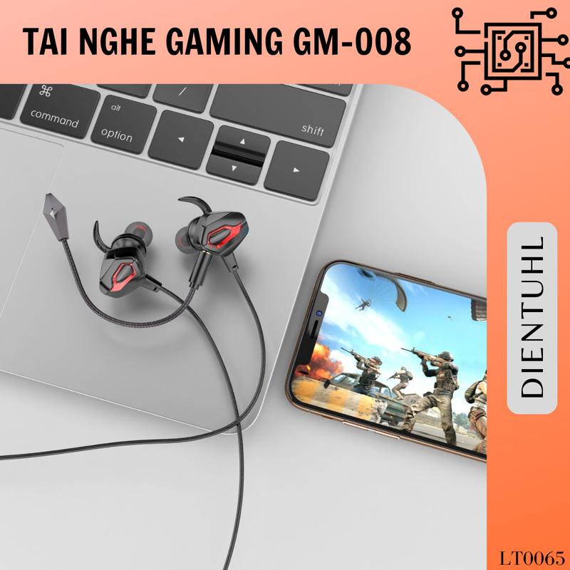 Tai Nghe Gaming Có Dây Mic rời GM008 GM009 - Tai nghe HiFi Dây Dù Mic Rời Chơi Game Laptop Và Điện Thoại - Tai nghe Nhét Tai Nghe Nhạc Earphone