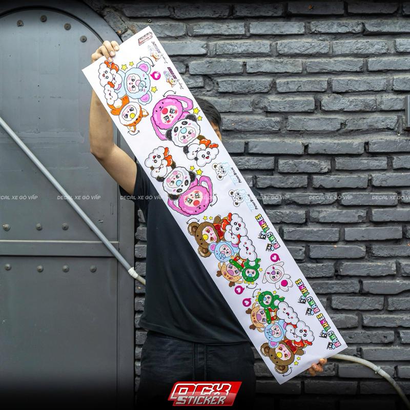 Bộ Tem Baby Three Bé Ba Kích Thước 1200cm x 25cm | Dán Trang Trí Mọi Dòng Xe Máy , Xe Điện | Chất Liệu Decal Pvc 3 Lớp , Không Thấm Nước , Không Phai Màu Nhãn Dán