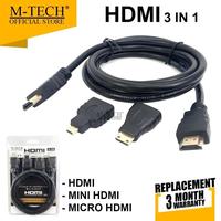 Gambar Kabel HDMI 3 in 1 M-TECH Hdmi to Hdmi, Mini & Mikro Gold Accessories - HDMI 3in1 dari Reformasi Computer Kota Administrasi Jakarta Barat 3 Tokopedia