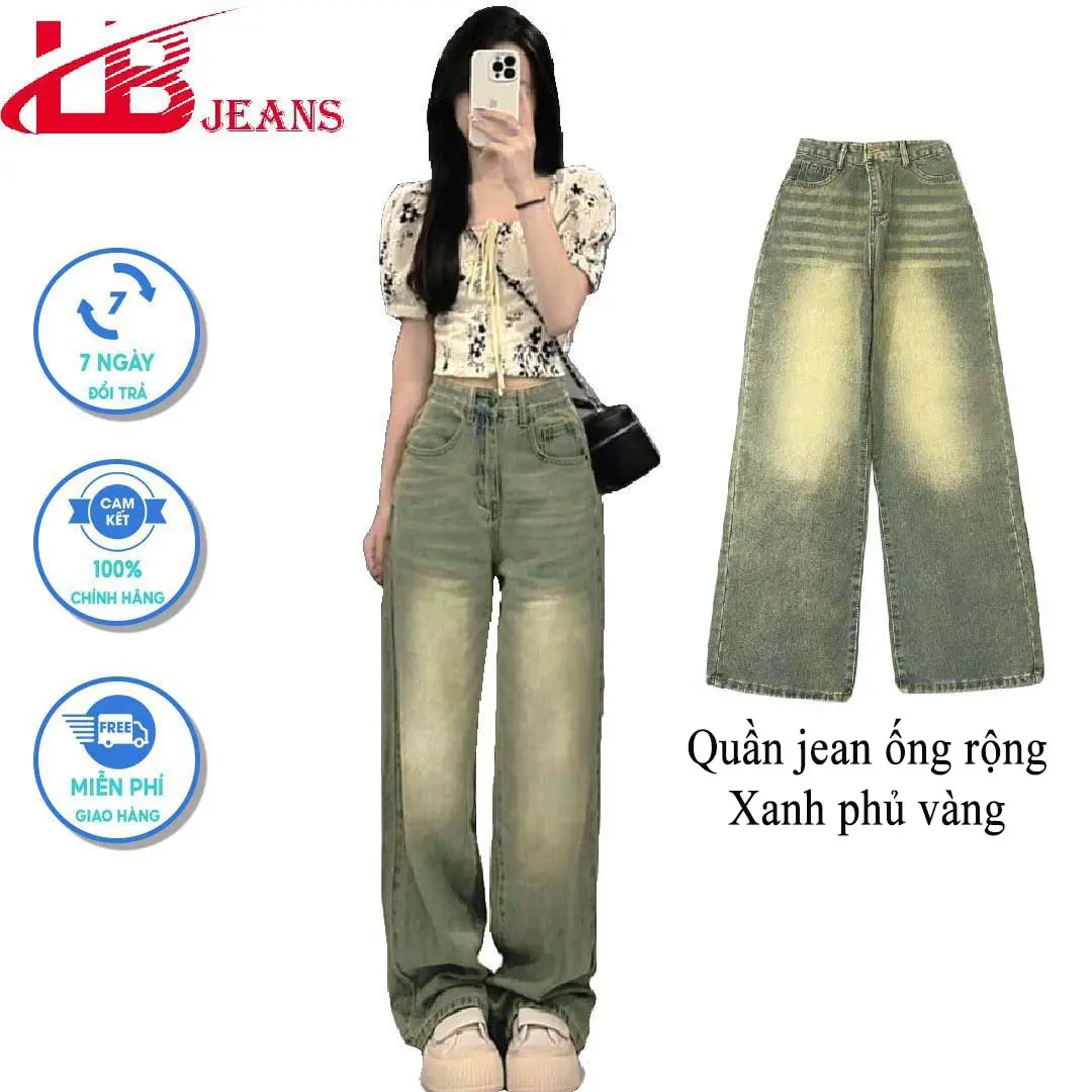 Quần SUÔNG NỮ , Form ỐNG RỘNG , Vải DENIM Dày Dặn ,Mềm , Thời Trang Jean