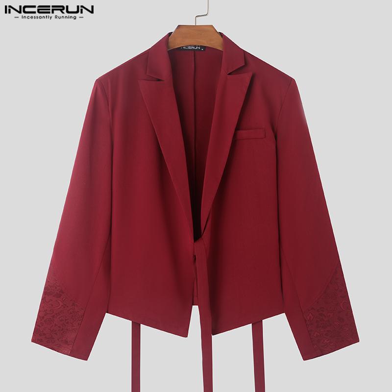 Áo Blazer Nam, Thiết Kế Cao Cấp Của INCERUN, May Nối Ren Ve Áo, Thời Trang, Dài Tay, Bộ Đồ Họa Tiết, Phong Cách Phương Tây 5