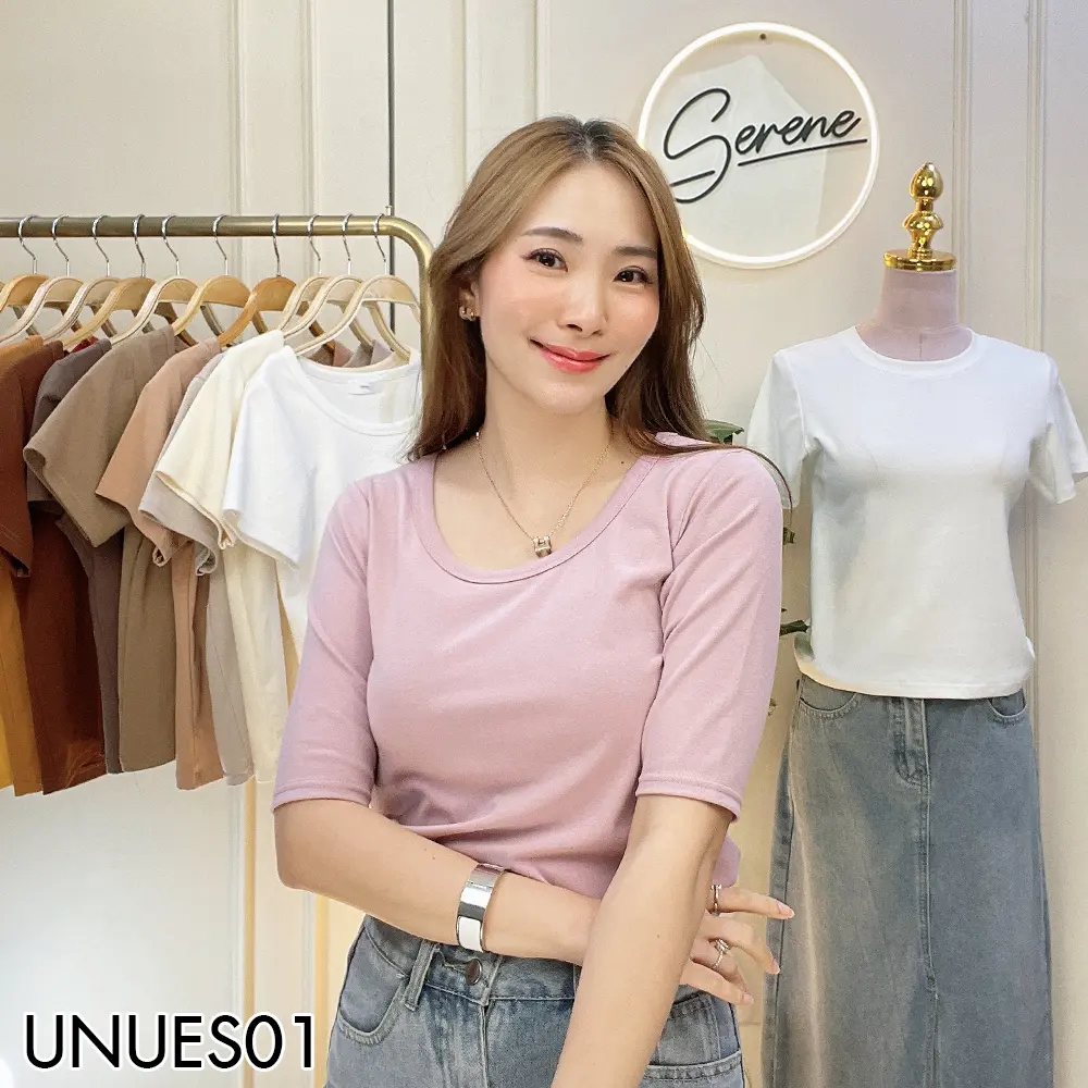 Serene's Choice เสื้อคอยู แขนศอก หน้าผ้า 30/35 นิ้ว ผ้าคอตตอนญี่ปุ่น Elbow Sleeve 30/35" U-Neck Cotton Shirt