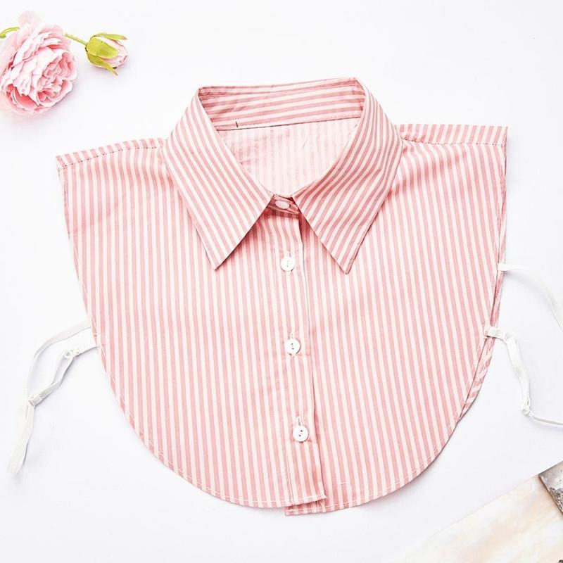 Product Introduction of Fashion Cotton Stripes Fake Collar Detachable Vintage False Blouse Collar Classic Casual Front Tie for Women 20