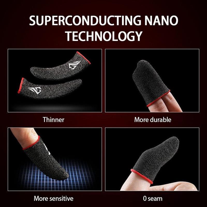Breathable Gaming Finger Sleeve, 1 Pair Anti-sweat & Anti-slip Fingertip Cover, Universal Thumb Gloves for Mobile Game, Smartphone Gaming Accessories, Thumb Grip, Black 6