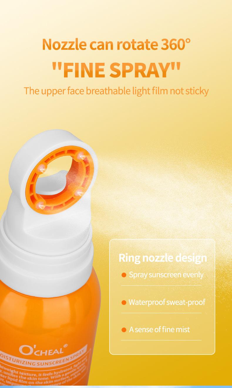 Product Introduction of Summer Waterproof Sunscreen Spray Brightening Refreshing Non-Greasy Sunscreen 50 Times Sunscreen Spray Skincare Facial Skin Repair 4