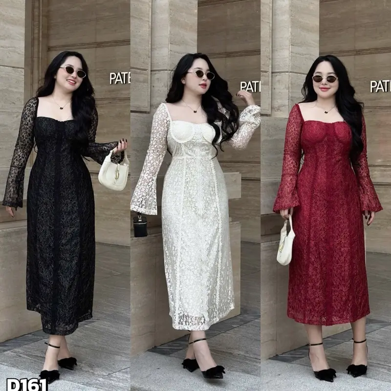 D161 Đầm ren cúp ngực dáng dài 0