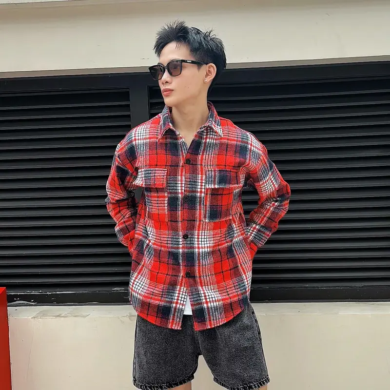 Áo Sơ Mi Khoác FLANNEL JACKET Caro Chất Vải Dày Mr Smile 99 Shop SM121 Menswear 2