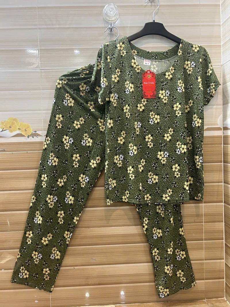 Product Introduction of Bộ Thun Hoa Bà Già (Quấn Dài Áo Tây Ngắn )Vải Thun Atyway Co Giản Thỏa Mái - Nữ, Women Voi 4