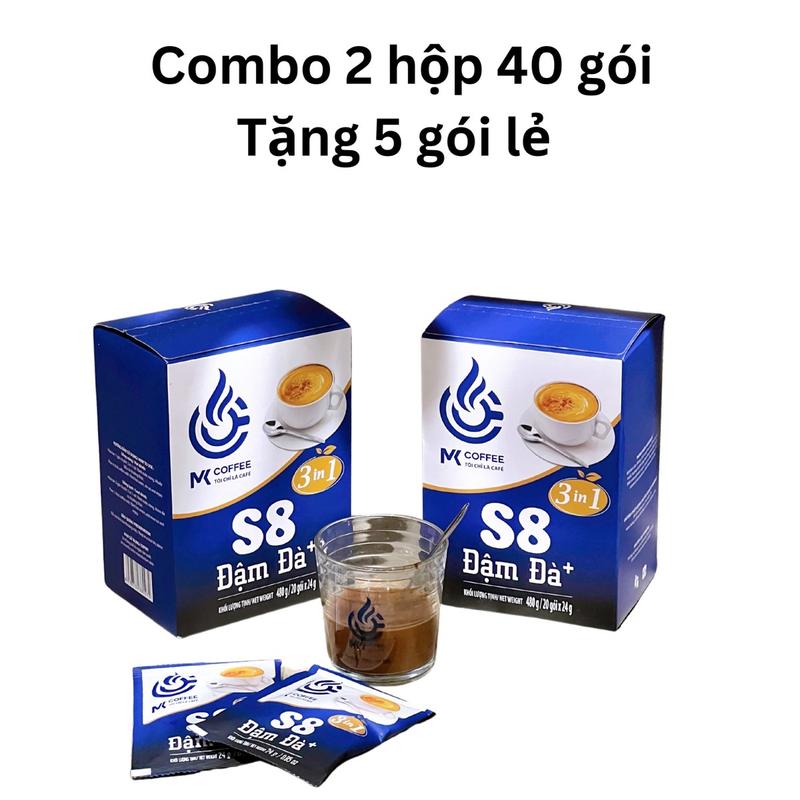 [Combo 2 hộp 40 gói tặng 5 gói lẻ] Cà phê sữa hòa tan 3in1 S8 Đậm Đà MK Coffee - cafe sữa thơm ngon đậm vị, hợp gu mọi nhà