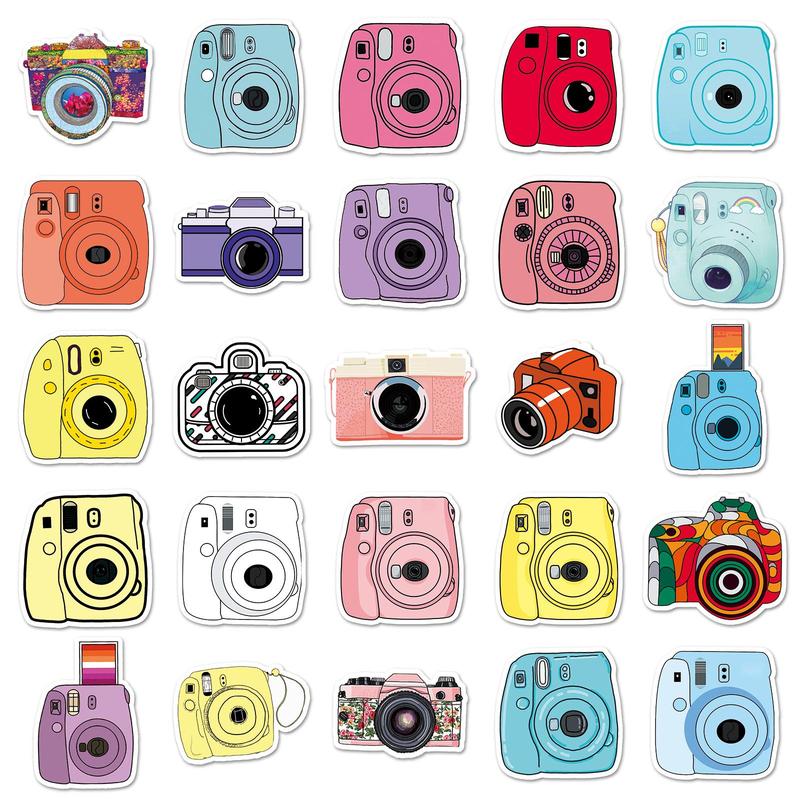 Product Introduction of Camera Pattern Sticker, 100pcs/set Waterproof Self Adhesive Decor Paper, Decor Sticker for Gift Greeting Card Water Bottle Laptop Phone, Ornaments 4