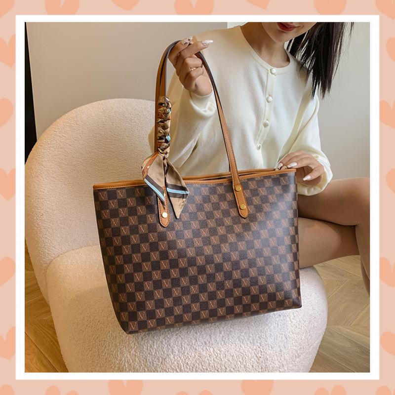 Túi xách nữ túi tote công sở da kẻ ô kèm khăn lụa K189 Bag Chữ Nhật Hình Chữ Nhật Đeo Vai